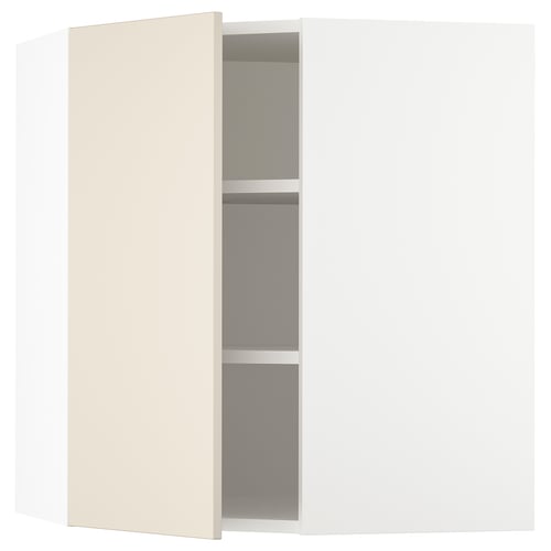 SEKTION corner wall with shelves, white/Havstorp beige