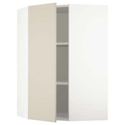 SEKTION Corner wall cabinet with shelves, white/Havstorp beige, 26x15x40 "