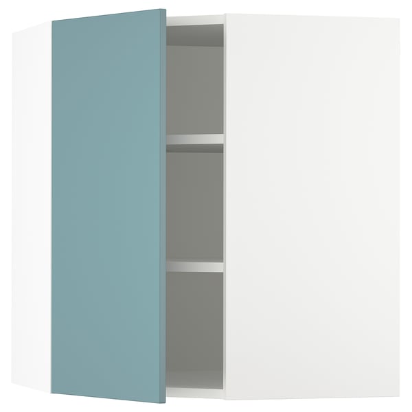 SEKTION corner wall with shelves, white/Havstorp turquoise