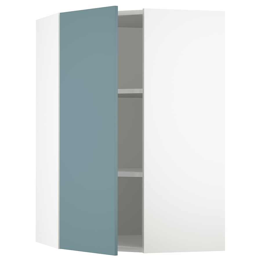 SEKTION corner wall with shelves, white/Havstorp turquoise