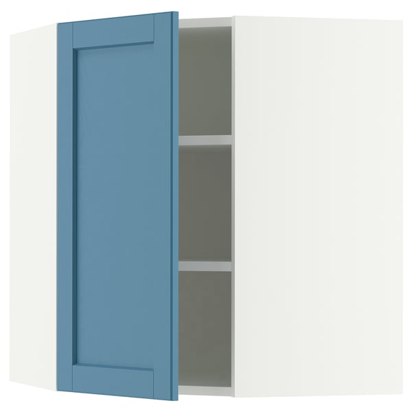 SEKTION Corner wall cabinet with shelves, white/Lerhyttan blue, 26x15x30 "
