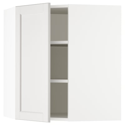SEKTION Corner wall cabinet with shelves, white/Lerhyttan light gray, 26x15x30 "