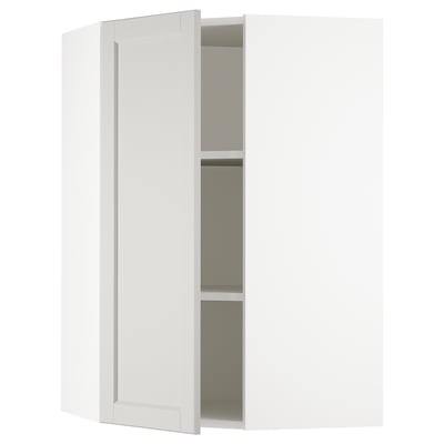 SEKTION Corner wall cabinet with shelves, white/Lerhyttan light gray, 26x15x40 "