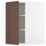 SEKTION Corner wall cabinet with shelves, white/Sinarp brown, 26x15x30 "