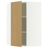 SEKTION Corner wall cabinet with shelves, white/Sinarp oak veneer, 26x15x40 "