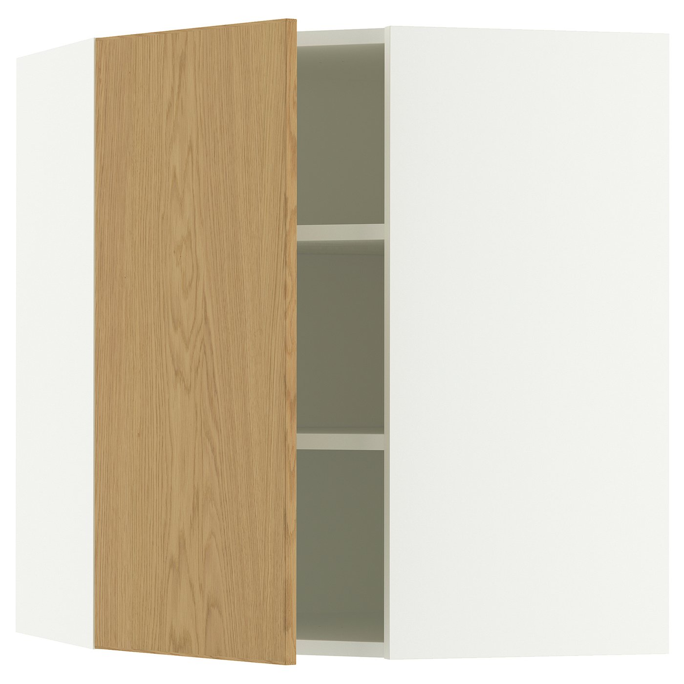 SEKTION corner wall cabinet with shelves, white/Sinarp oak veneer