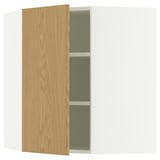 SEKTION Corner wall cabinet with shelves, white/Sinarp oak veneer, 26x15x30 "