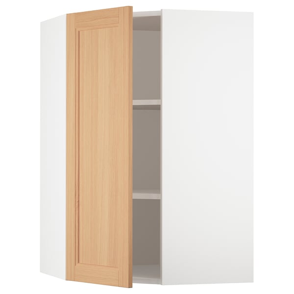 SEKTION Corner wall cabinet with shelves, white/Vedhamn oak, 26x15x40 "