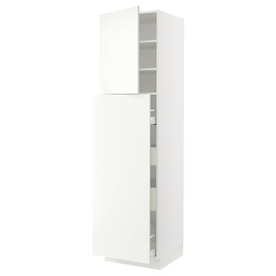 SEKTION white kitchen cabinet with adjustable shelves, sleek design, includes dampened hinge.