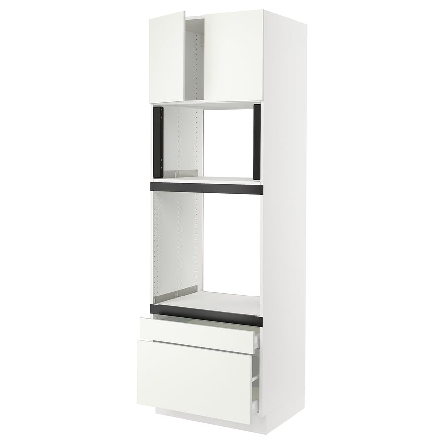 SEKTION High for oven/microwave with 2 drawers/2 doors, white/Vallstena white, 30x24x90