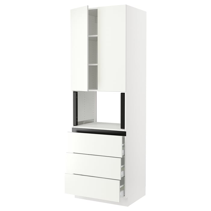 SEKTION High for microwave with 3 drawers/2 doors, white