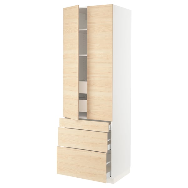 SEKTION High cab w 2 drs/3 fronts/5 drawers, white/Askersund light ash effect, 30x24x90 "