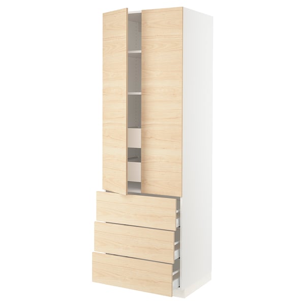 SEKTION High cab w 2 drs/3 fronts/5 drawers, white/Askersund light ash effect, 30x24x90 "