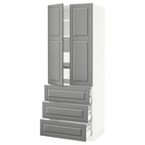 SEKTION High cab w 2 drs/3 fronts/5 drawers, white/Bodbyn gray, 30x24x80 "