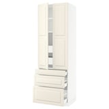 SEKTION High cab w 2 drs/3 fronts/5 drawers, white/Bodbyn off-white, 30x24x90 "