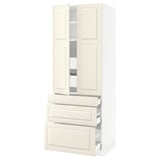 SEKTION High cab w 2 drs/3 fronts/5 drawers, white/Bodbyn off-white, 30x24x80 "