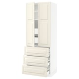 SEKTION High cab w 2 drs/3 fronts/5 drawers, white/Bodbyn off-white, 30x24x80 "