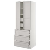 SEKTION High cab w 2 drs/3 fronts/5 drawers, white/Lerhyttan light gray, 30x24x80 "