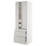 SEKTION High cab w 2 drs/3 fronts/5 drawers, white/Lerhyttan light gray, 30x24x90 "
