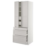 SEKTION High cab w 2 drs/3 fronts/5 drawers, white/Lerhyttan light gray, 30x24x80 "