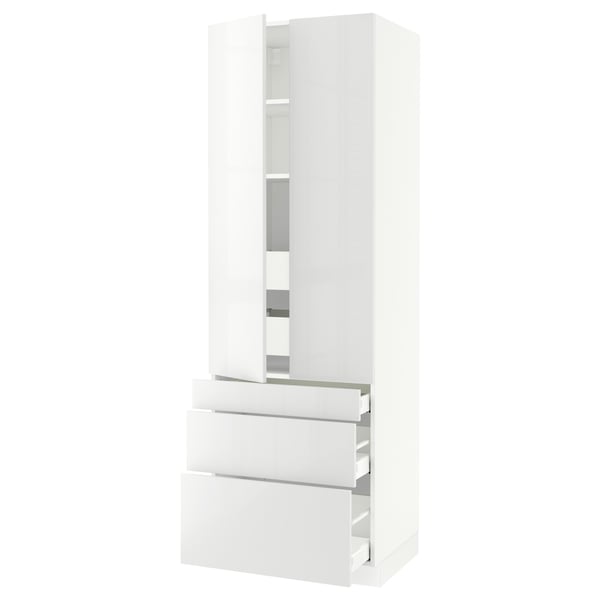 SEKTION High cab w 2 drs/3 fronts/5 drawers, white/Ringhult white, 30x24x90 "