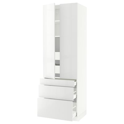 SEKTION High cab w 2 drs/3 fronts/5 drawers, white/Ringhult white, 30x24x90 "