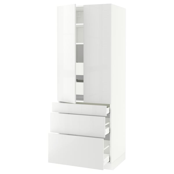 SEKTION High cab w 2 drs/3 fronts/5 drawers, white/Ringhult white, 30x24x80 "