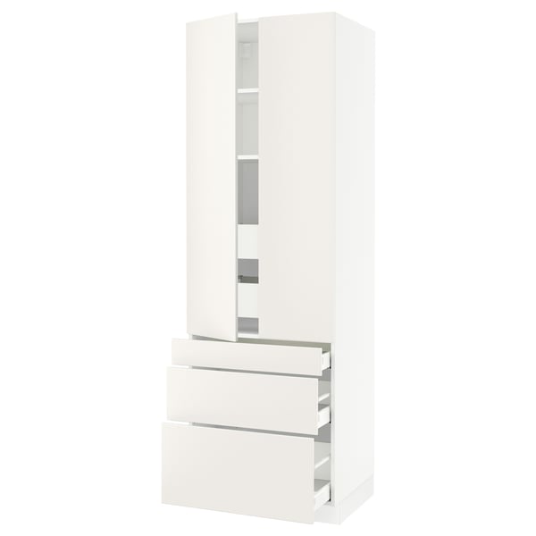 SEKTION High cab w 2 drs/3 fronts/5 drawers, white/Veddinge white, 30x24x90 "