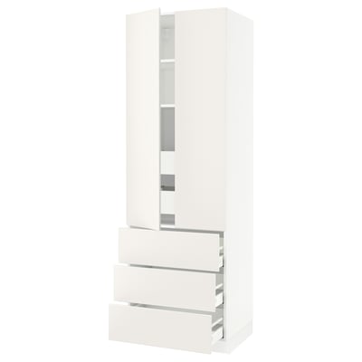 SEKTION High cab w 2 drs/3 fronts/5 drawers, white/Veddinge white, 30x24x90 "