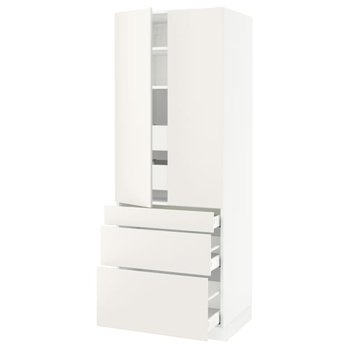 SEKTION white kitchen unit with drawers and adjustable shelves.