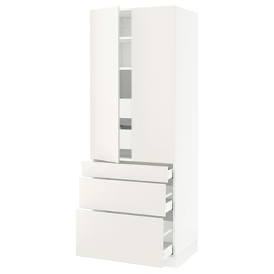 SEKTION High cab w 2 drs/3 fronts/5 drawers, white/Veddinge white, 30x24x80 "
