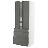 SEKTION High cab w 2 drs/3 fronts/5 drawers, white/Voxtorp dark gray, 30x24x80 "