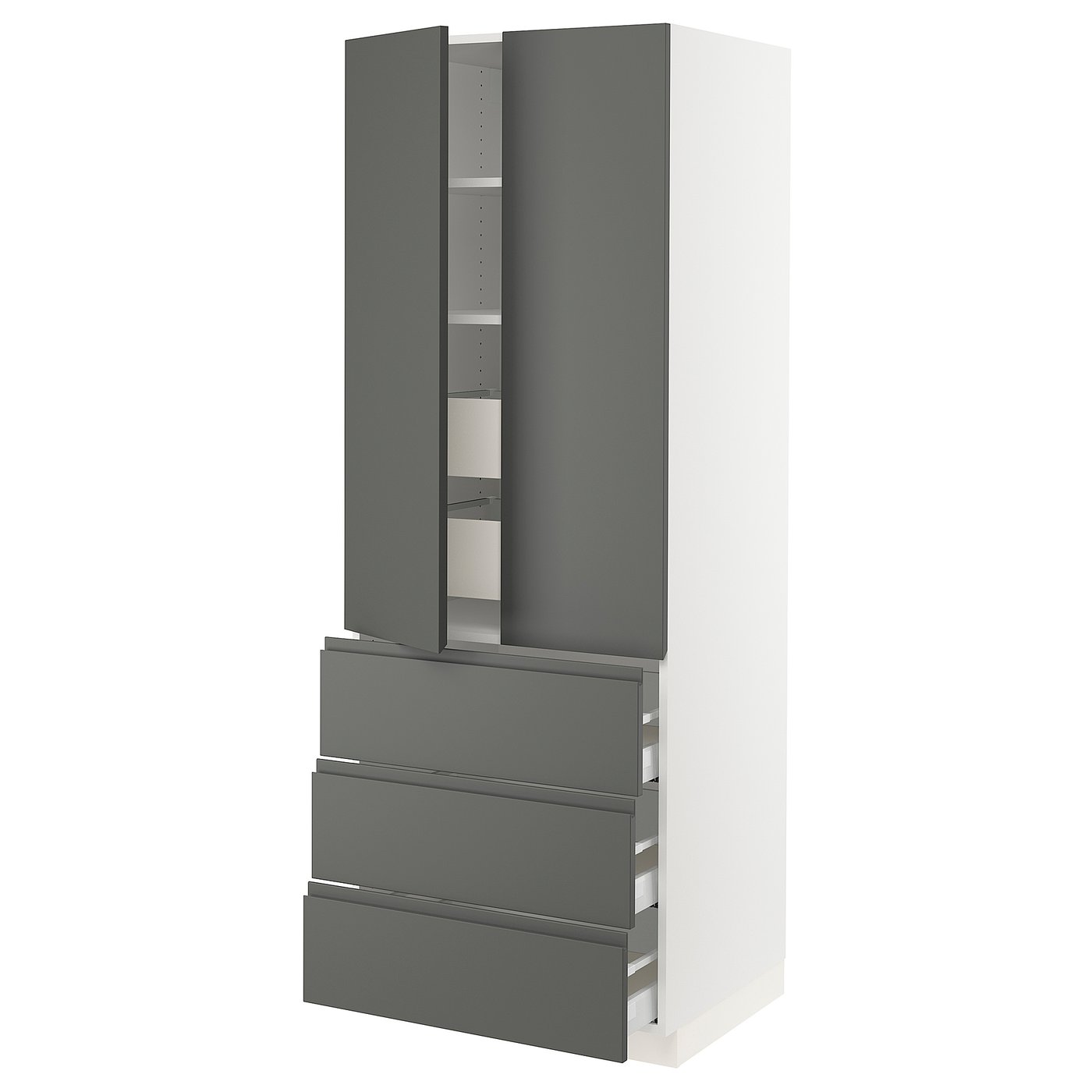 SEKTION high cab w 2 drs/3 fronts/5 drawers, white/Voxtorp dark