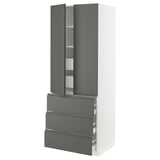 SEKTION High cab w 2 drs/3 fronts/5 drawers, white/Voxtorp dark gray, 30x24x80 "