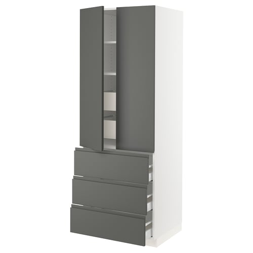 Ikea SEKTION kitchen unit, grey, with drawers and shelves.