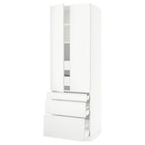 SEKTION High cab w 2 drs/3 fronts/5 drawers, white/Voxtorp matte white, 30x24x90 "