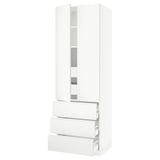 SEKTION High cab w 2 drs/3 fronts/5 drawers, white/Voxtorp matte white, 30x24x90 "