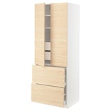 SEKTION High cab w 2drs/2 fronts/4 drawers, white/Askersund light ash effect, 30x24x80 "