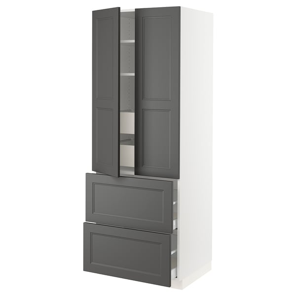 SEKTION High cab w 2drs/2 fronts/4 drawers, white/Axstad dark gray, 30x24x80 "