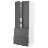 SEKTION High cab w 2drs/2 fronts/4 drawers, white/Axstad dark gray, 30x24x80 "