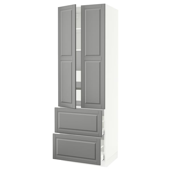 SEKTION High cab w 2drs/2 fronts/4 drawers, white/Bodbyn gray, 30x24x90 "