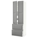 SEKTION High cab w 2drs/2 fronts/4 drawers, white/Bodbyn gray, 30x24x90 "