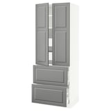 SEKTION High cab w 2drs/2 fronts/4 drawers, white/Bodbyn gray, 30x24x80 "