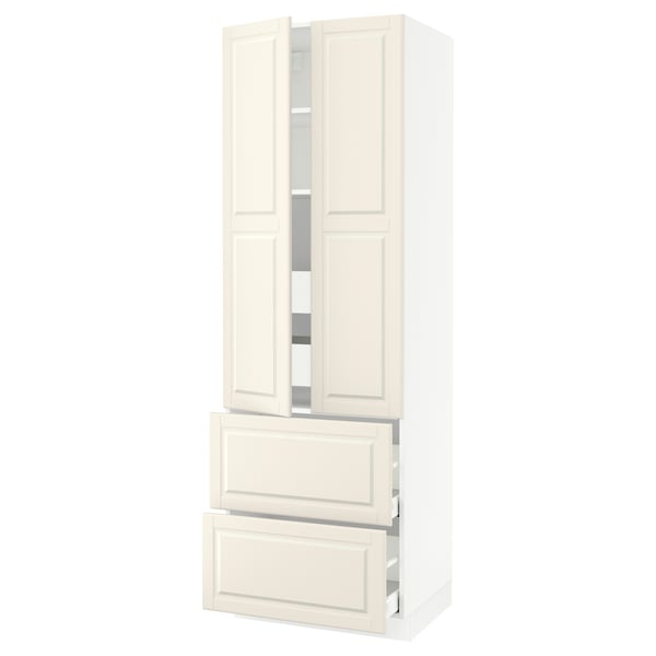 SEKTION High cab w 2drs/2 fronts/4 drawers, white/Bodbyn off-white, 30x24x90 "