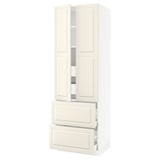 SEKTION High cab w 2drs/2 fronts/4 drawers, white/Bodbyn off-white, 30x24x90 "