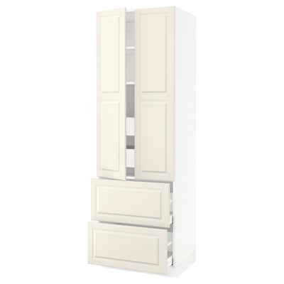 SEKTION High cab w 2drs/2 fronts/4 drawers, white/Bodbyn off-white, 30x24x90 "