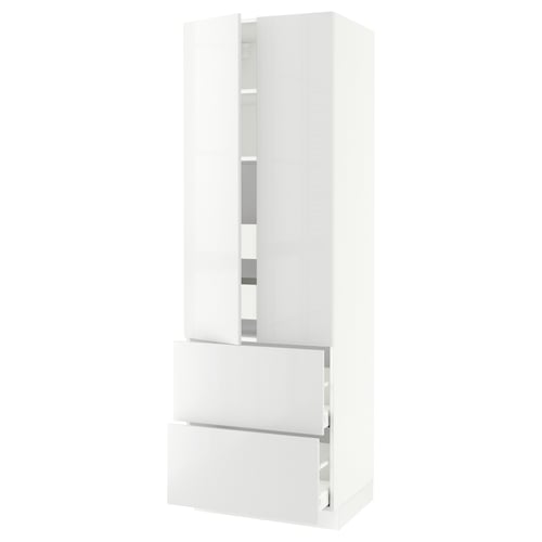 SEKTION kitchen cabinet, white, modern with drawers and glossy finish.