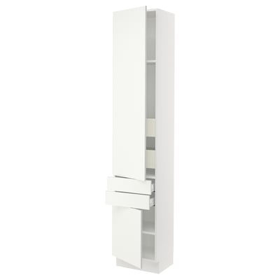 SEKTION High cab w 2drs/2 fronts/4 drawers, white/Vallstena white, 18x15x90 "
