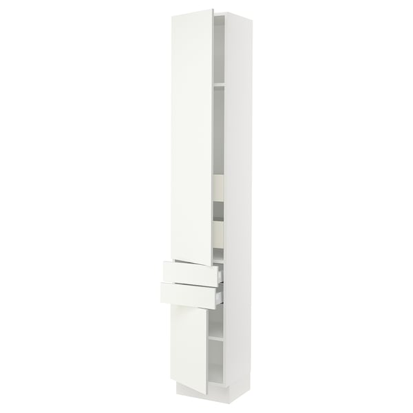 SEKTION High cab w 2drs/2 fronts/4 drawers, white/Vallstena white, 15x15x90 "
