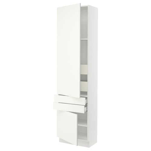 White SEKTION kitchen cabinet with drawers & shelves, modern design.